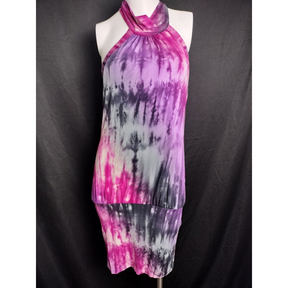 donutz inc dress small tie dye open back party dance club bodycon stretch USA